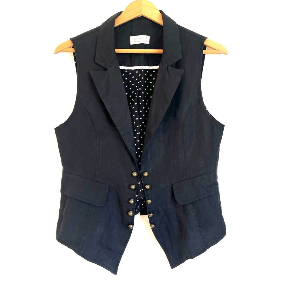 SOLD!
- Love Tree Black Vintage Vest Y2K Corset.
100% linen